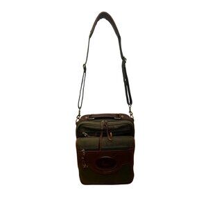 Orvis Men’s Olive Canvas &  Brown Leather With Adjustable Strap Crossbody Bag